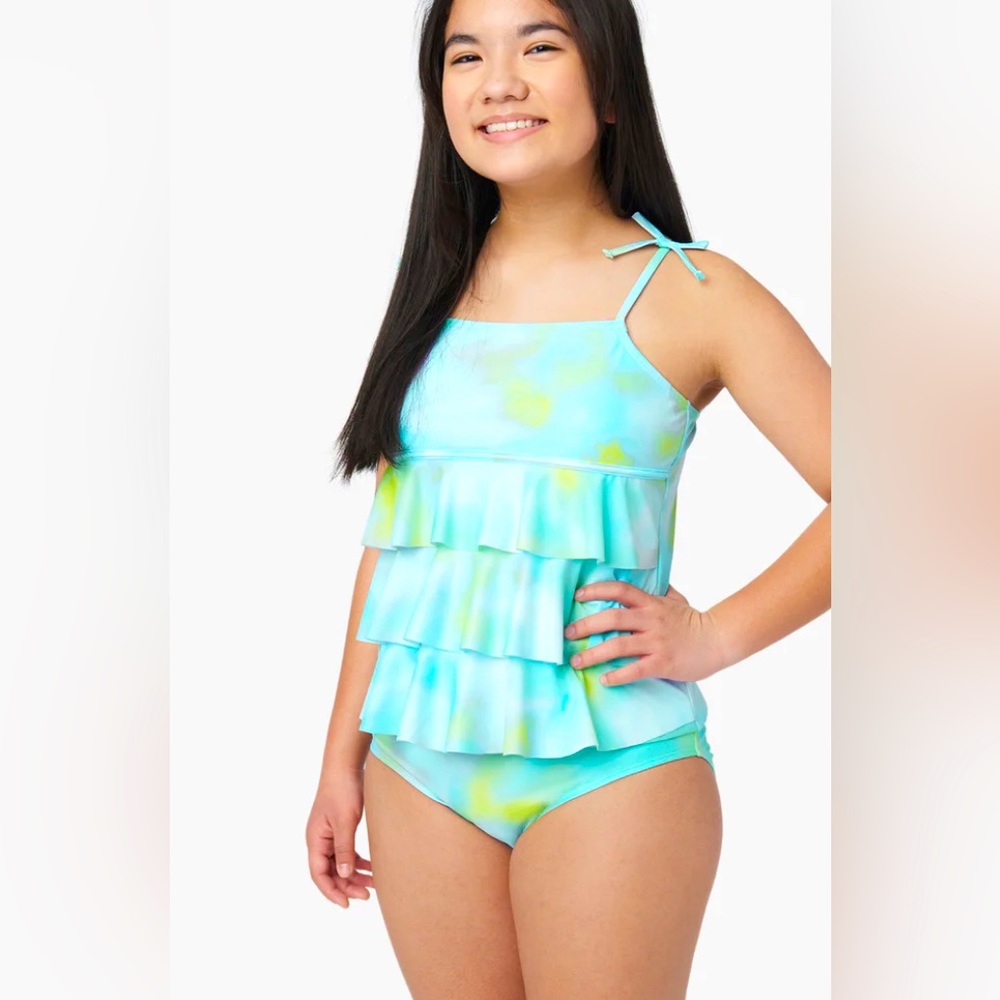 New!! Patterned Ruffle Tankini Swim Set - Picture 2 of 8